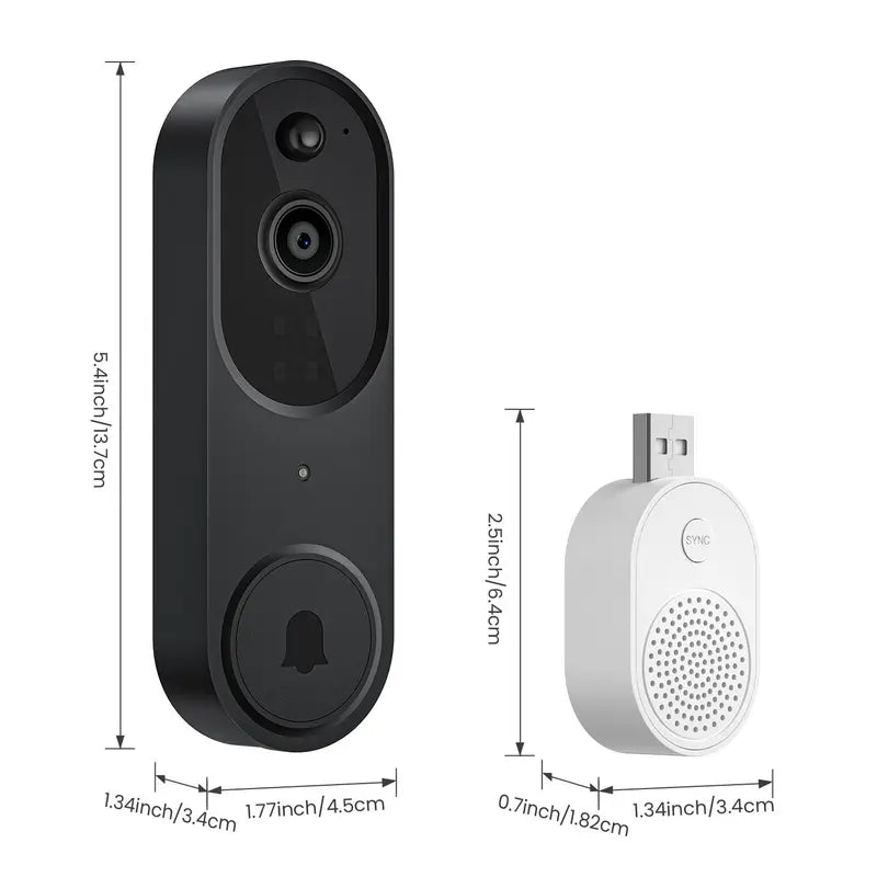 2.4Ghz WIFI Video Doorbell Camera, 1 Set 2-Way Audio Video Camera Doorbell, Home Security Smart Video Doorbell Camera, Home Security & Safety System