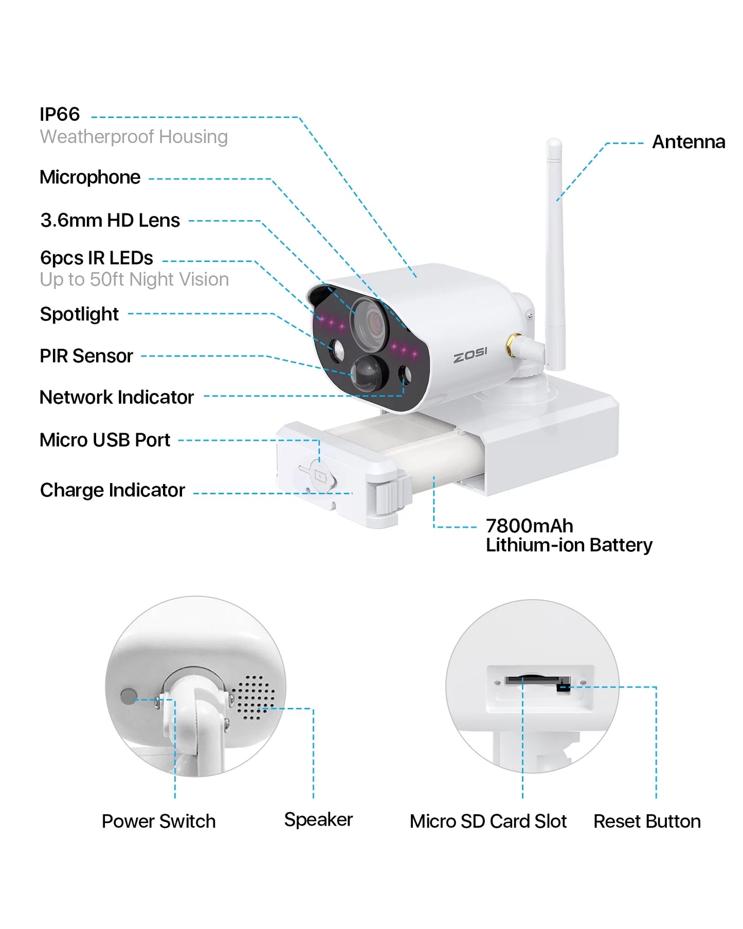 2K Solar Security Camera with Spotlight, Wireless Outdoor Camera, Waterproof Motion Detection, Rechargeable Battery Powered Home Security Camera Color Night Vision Two Way Audio, Cloud Storage