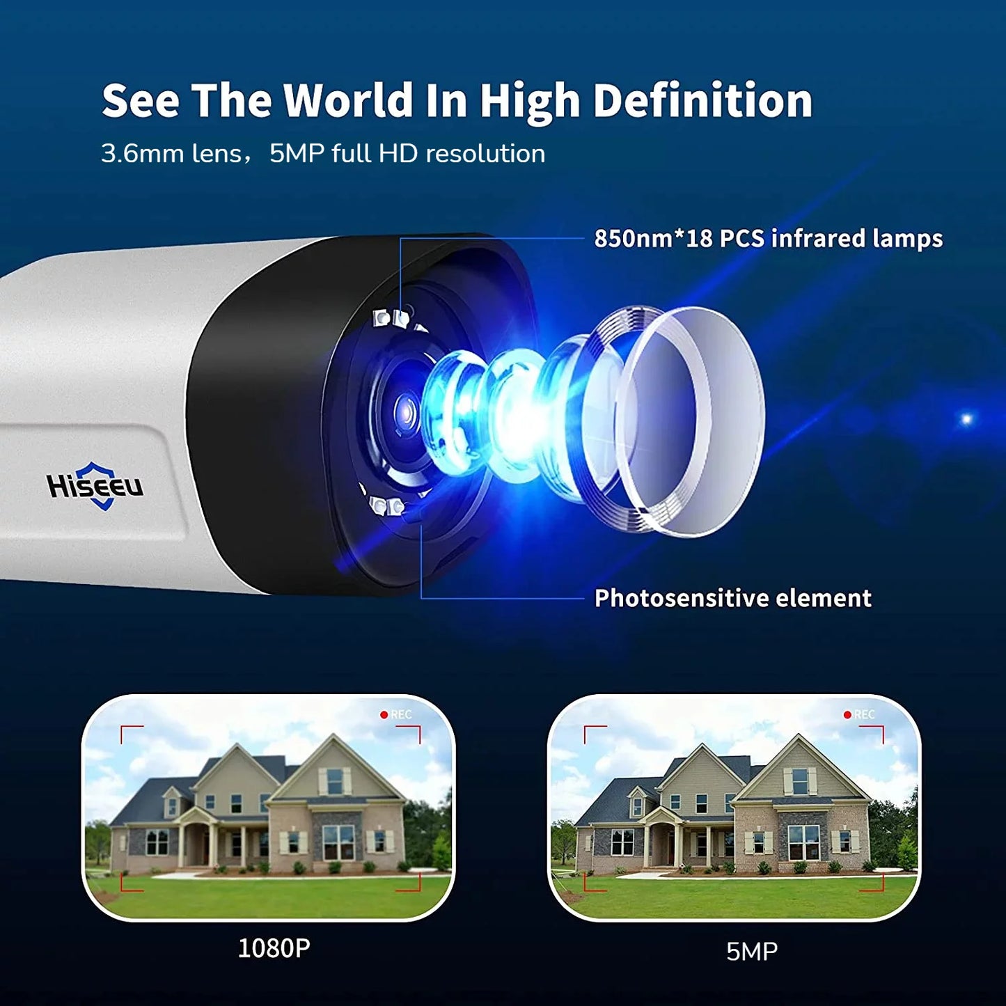 5MP Wireless Security Camera Wifi with Two-Way Audio,Motion Detect,Remote View,Ip66 Waterproof,Ir Night Vision,Outdoor Security Camera for Home Security