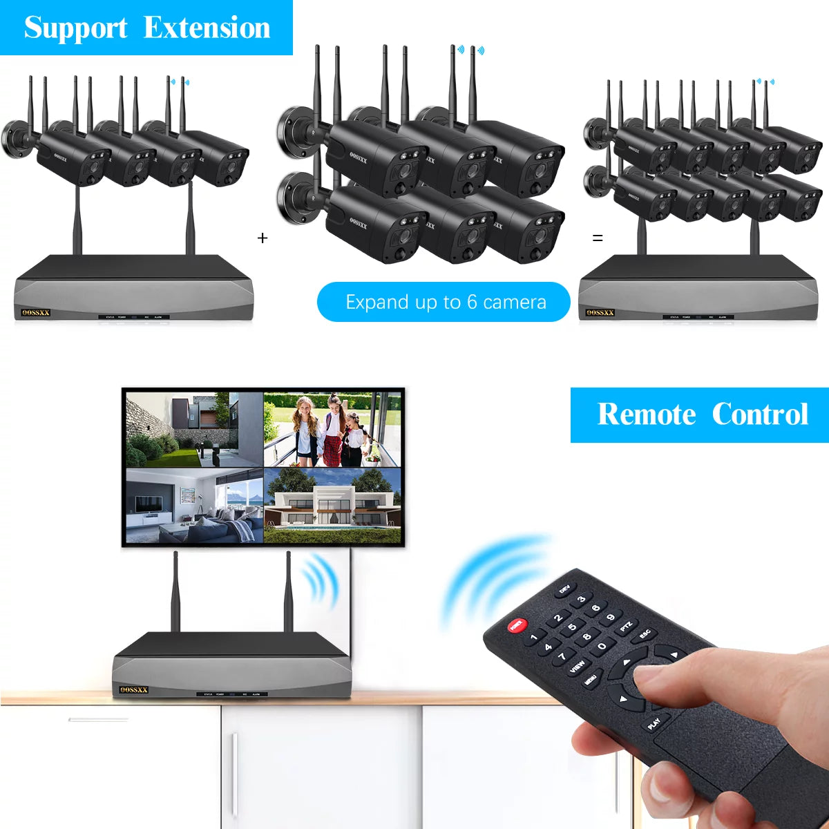 (2-Way Audio & PIR Detection) 5MP Dual Antennas Outdoor Security Camera System Wireless Home Security System