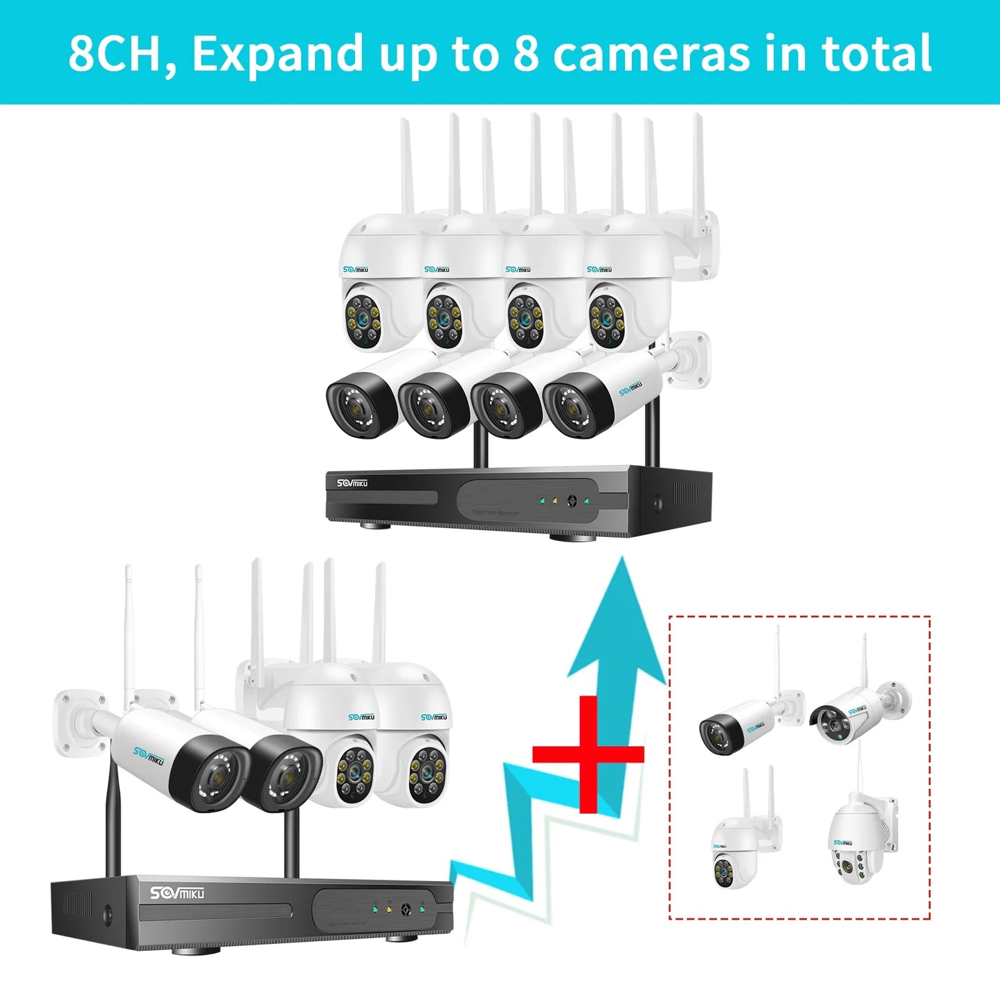 5MP Security Camera System with 1TB Hard Drive, Outdoor Security Camera Wireless Wifi with Two-Way Audio,Human Detection