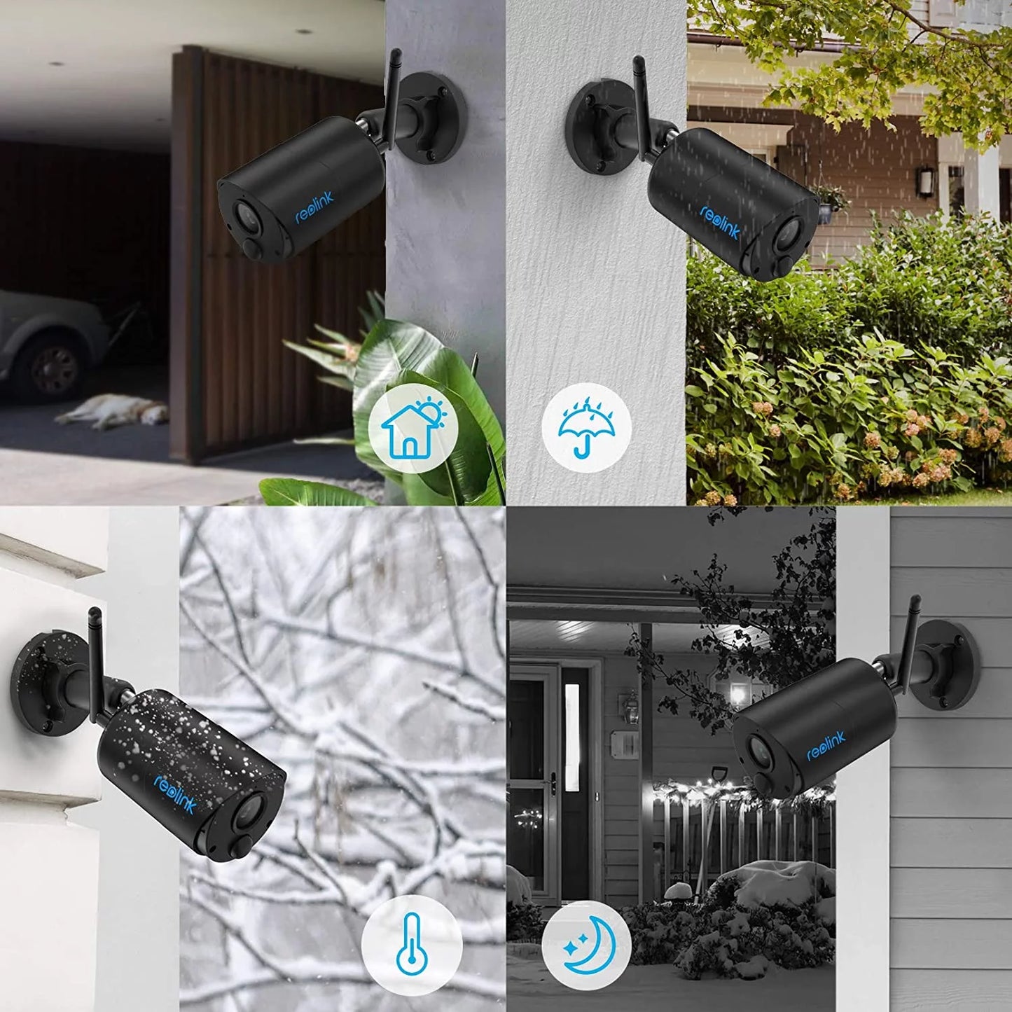 1080P Wireless Outdoor Security Rechargeable Battery-Powered WIFI Camera, IP65 Waterproof, Night Vision, 2-Way Audio, Support Google Assistant/Cloud/Sd Storage, Argus Eco(Black)