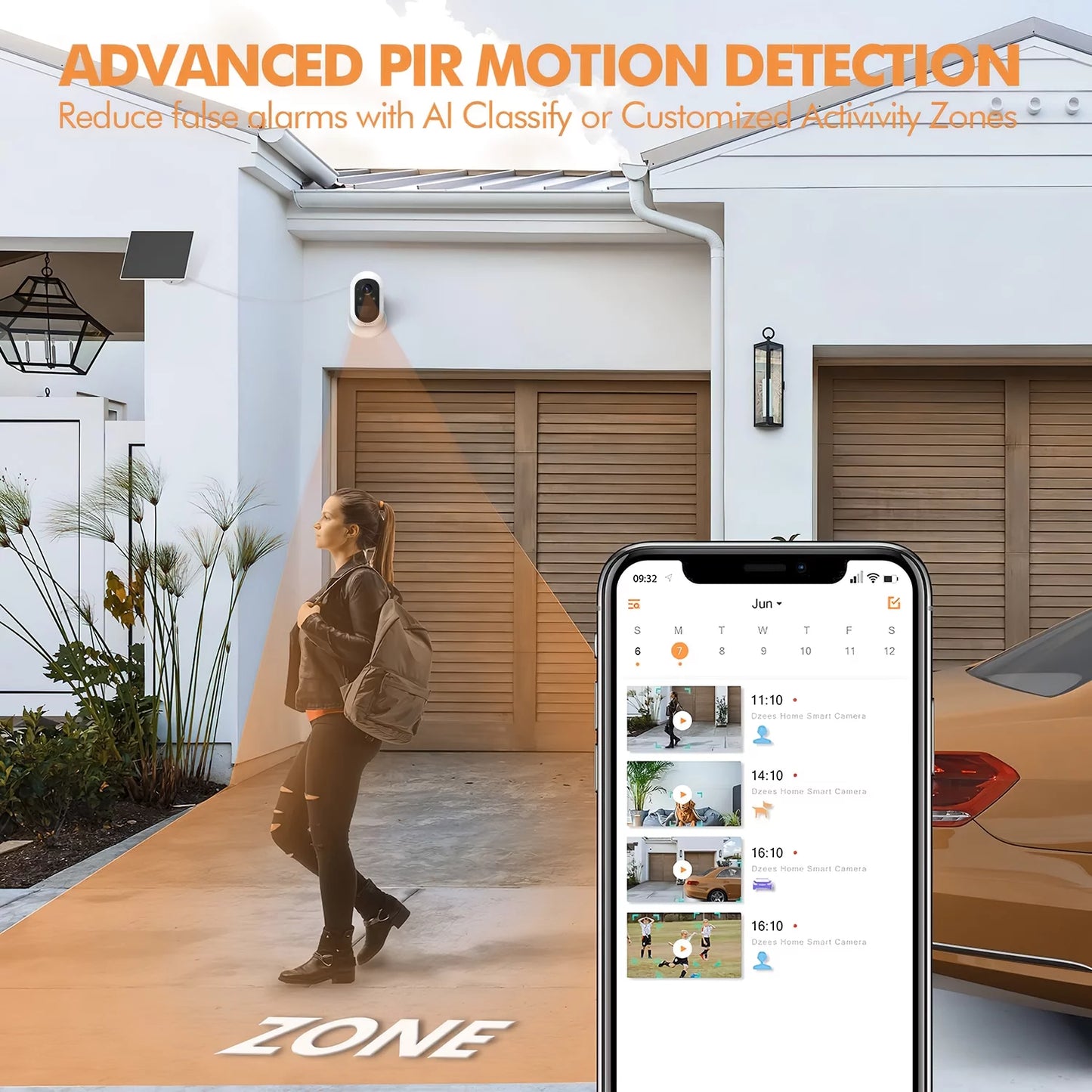 Security Camera Wireless Outdoor, Camera for Home Security Solar Powered with SD Card