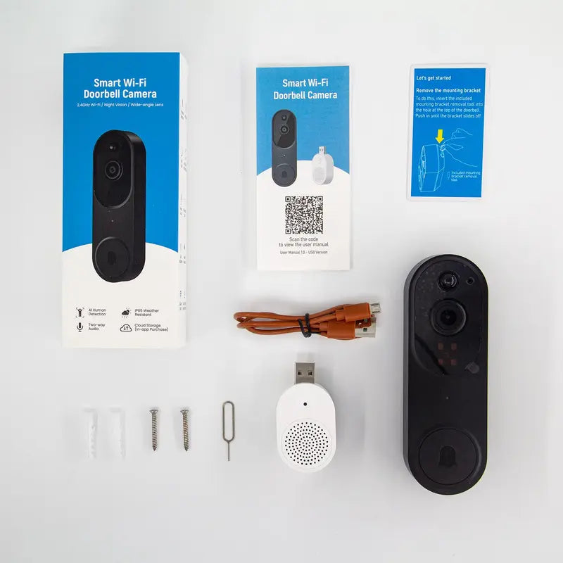 2.4Ghz WIFI Video Doorbell Camera, 1 Set 2-Way Audio Video Camera Doorbell, Home Security Smart Video Doorbell Camera, Home Security & Safety System
