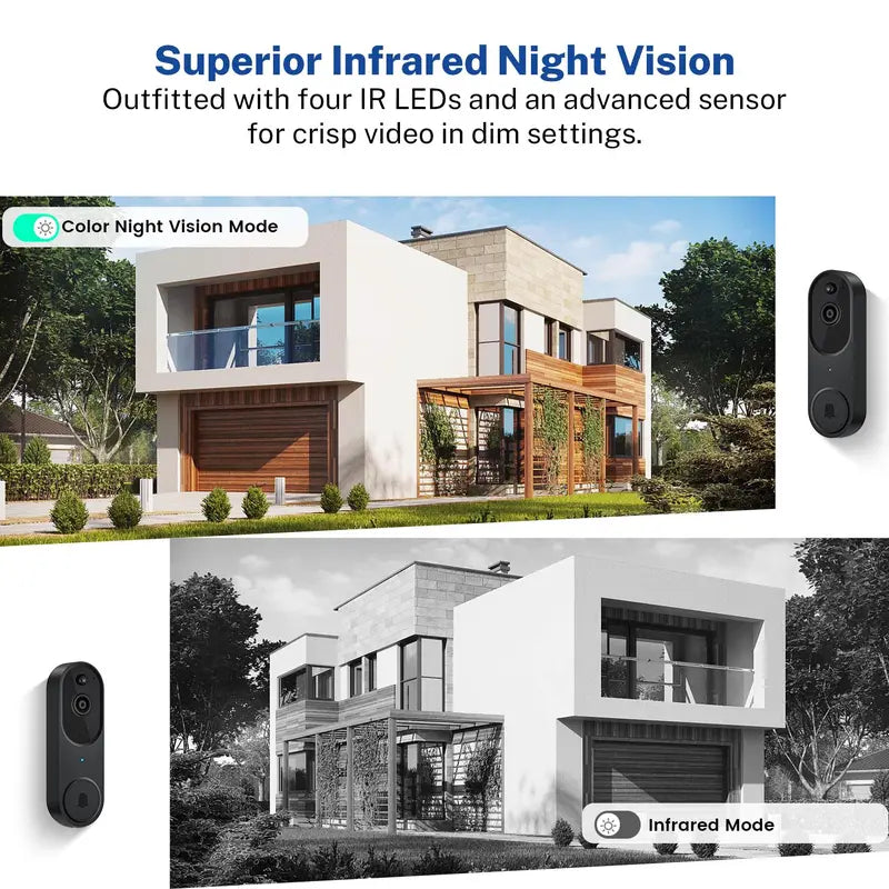 2.4Ghz WIFI Video Doorbell Camera, 1 Set 2-Way Audio Video Camera Doorbell, Home Security Smart Video Doorbell Camera, Home Security & Safety System
