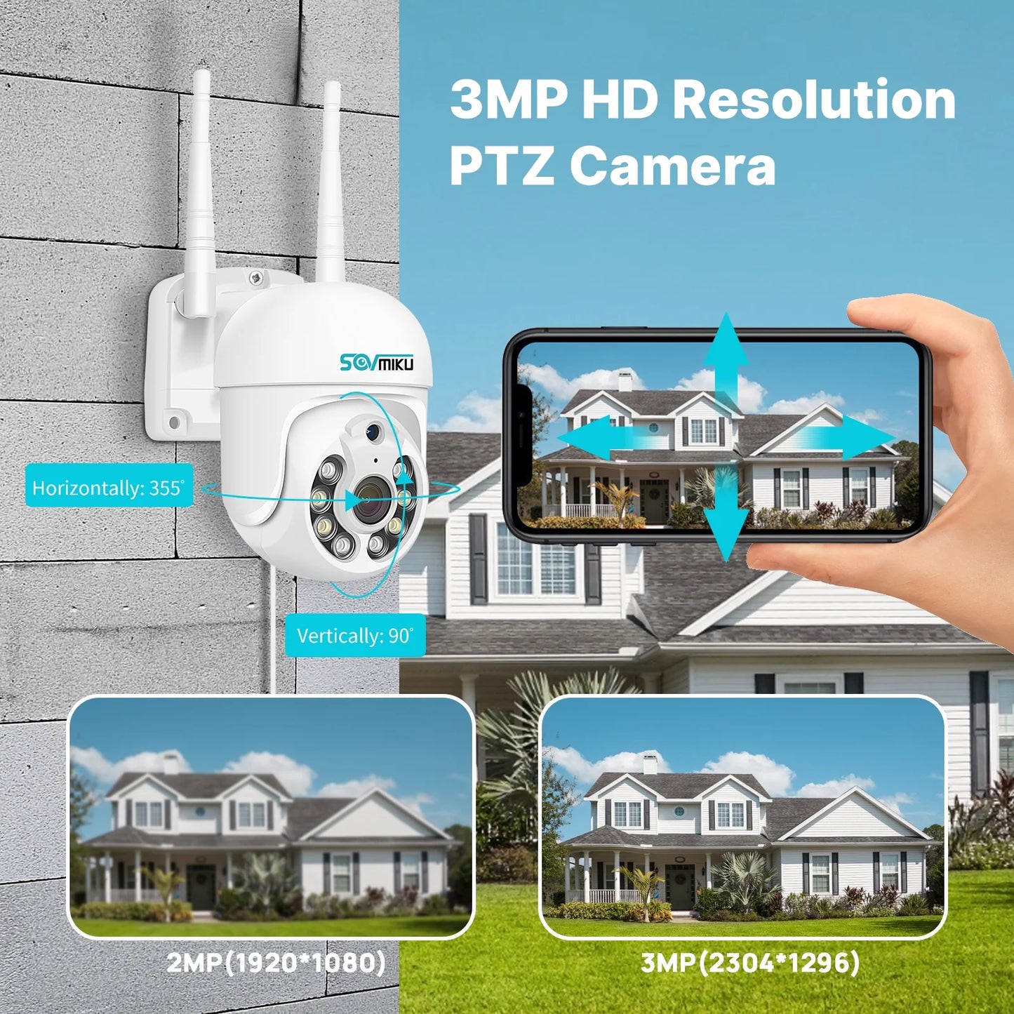 360 View Pan Tilt 5MP Wireless Security Camera System with 12.1" Monitor,3Tb Hard Drive,Color Night Vision,Ai Human Detection
