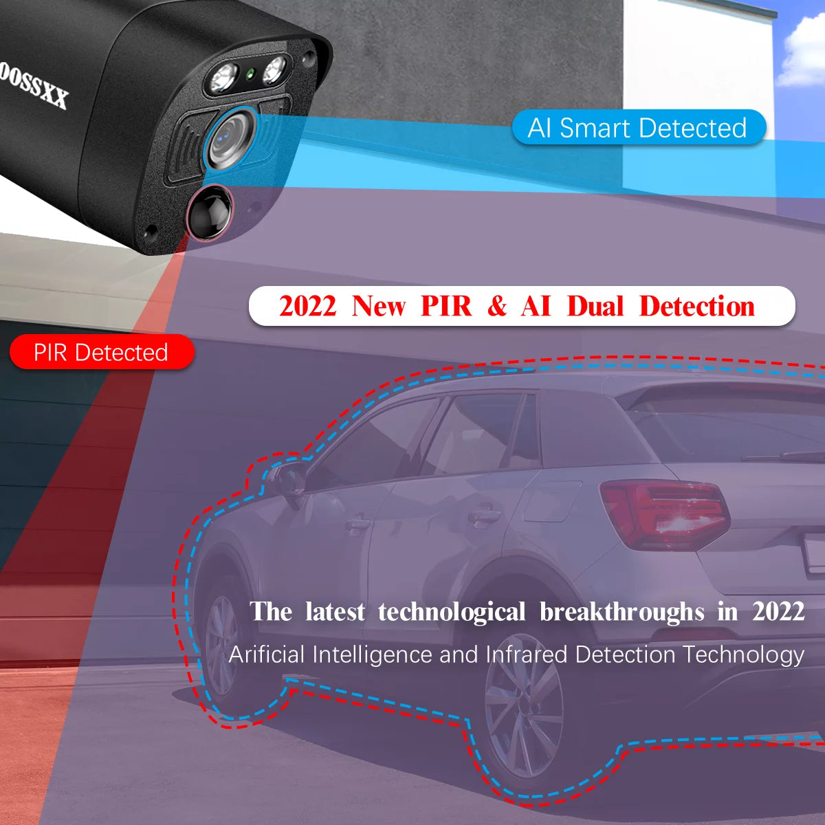 (2-Way Audio & PIR Detection) 5MP Dual Antennas Outdoor Security Camera System Wireless Home Security System
