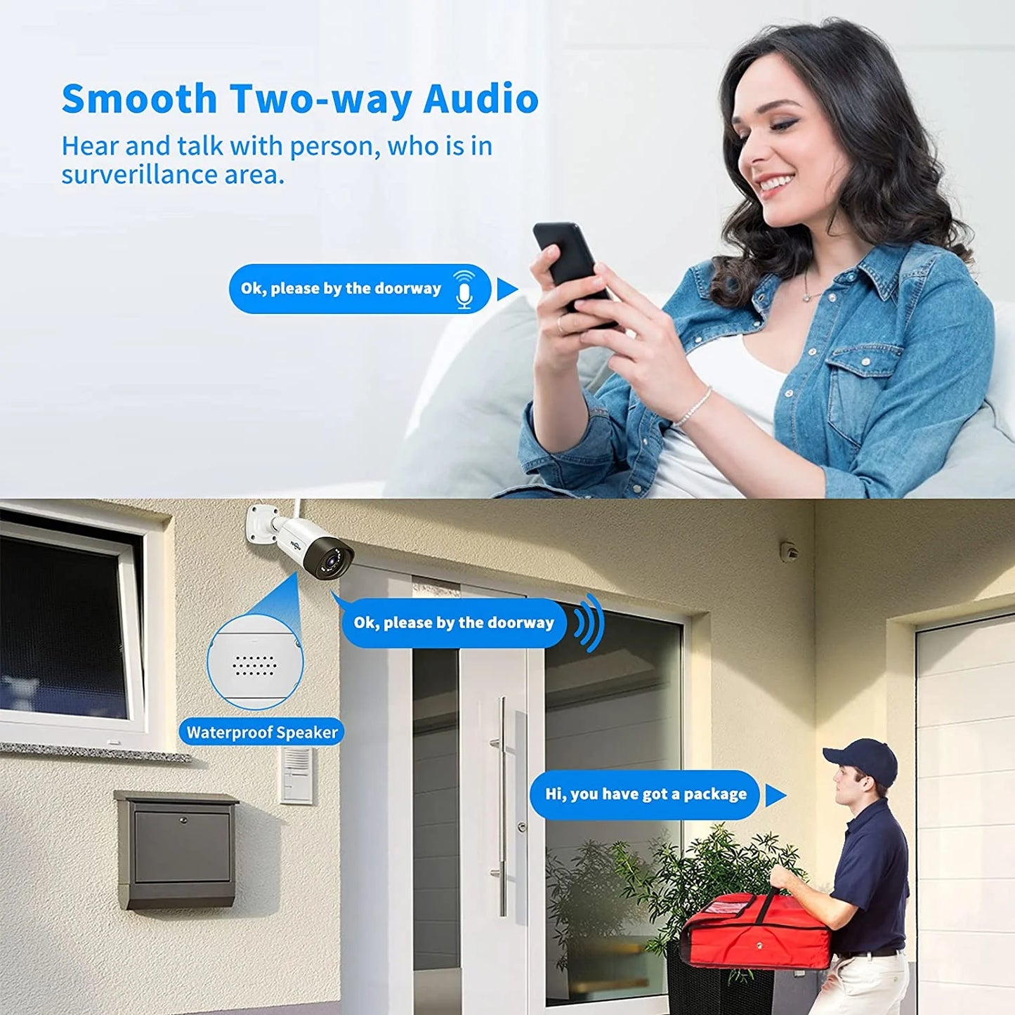 5MP Wireless Security Camera Wifi with Two-Way Audio,Motion Detect,Remote View,Ip66 Waterproof,Ir Night Vision,Outdoor Security Camera for Home Security