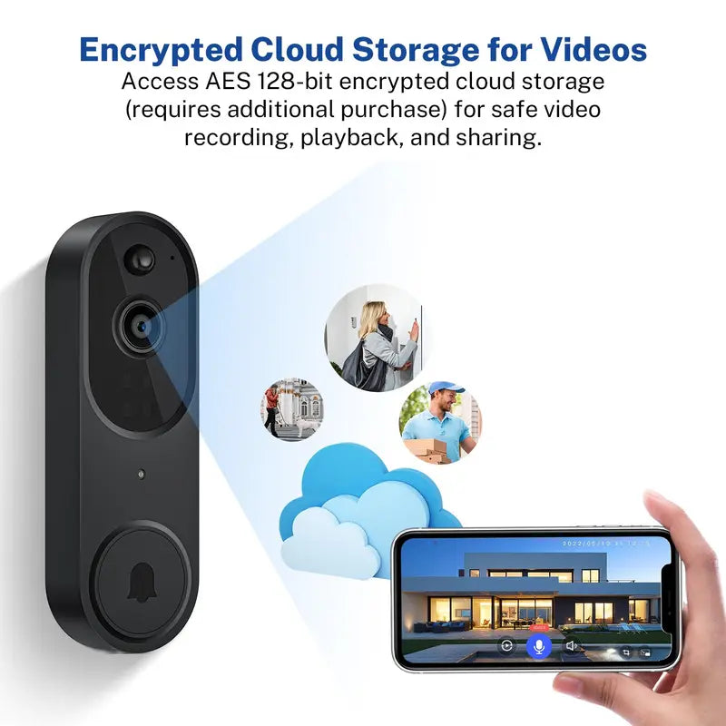 2.4Ghz WIFI Video Doorbell Camera, 1 Set 2-Way Audio Video Camera Doorbell, Home Security Smart Video Doorbell Camera, Home Security & Safety System