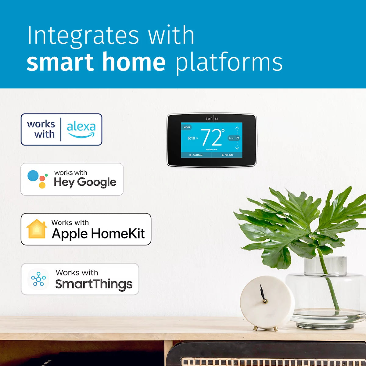 Sensi Touch Smart Programmable Wi-Fi Thermostat, C-Wire Required-Black