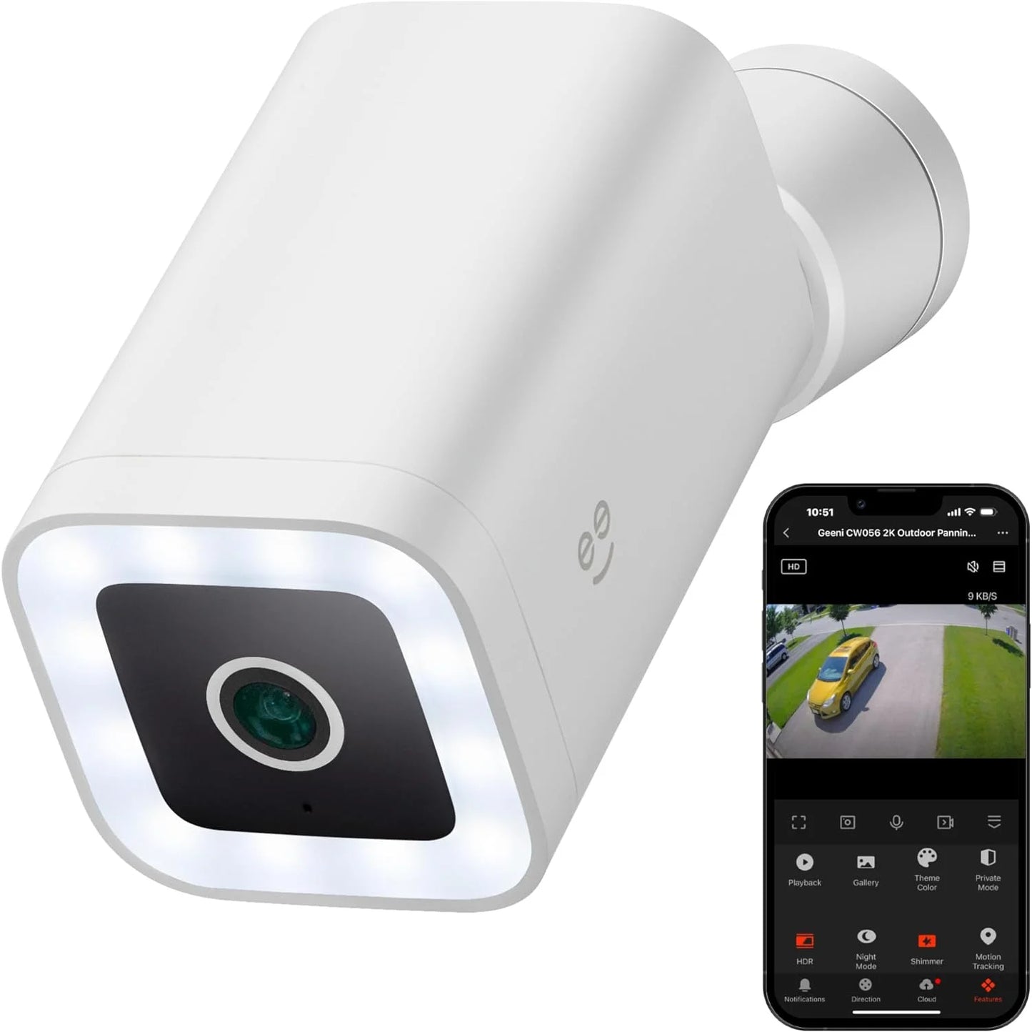 Lookout 2K Smart Outdoor Camera - IP65 Weatherproof, Spotlight, 2-Way Audio, Google & Alexa Compatible