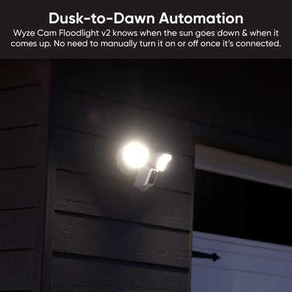 Wired Outdoor Wi-Fi Floodlight V2 Home Security Camera with 2K Video, Color Night Vision, Motion Activated Leds - White