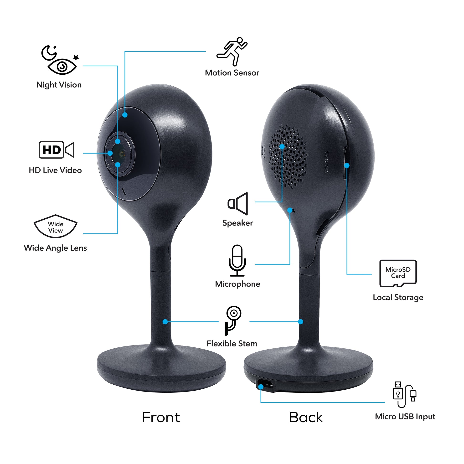 Look Smart Indoor Security Camera | 1080P HD with Night Vision, Motion Detection, 2-Way Audio | Compatible with Alexa & Google Home | 2 Pack