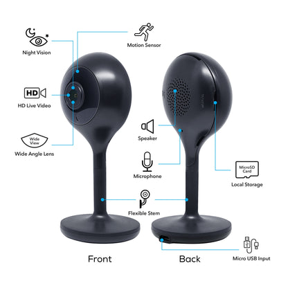 Look Smart Indoor Security Camera | 1080P HD with Night Vision, Motion Detection, 2-Way Audio | Compatible with Alexa & Google Home | 2 Pack