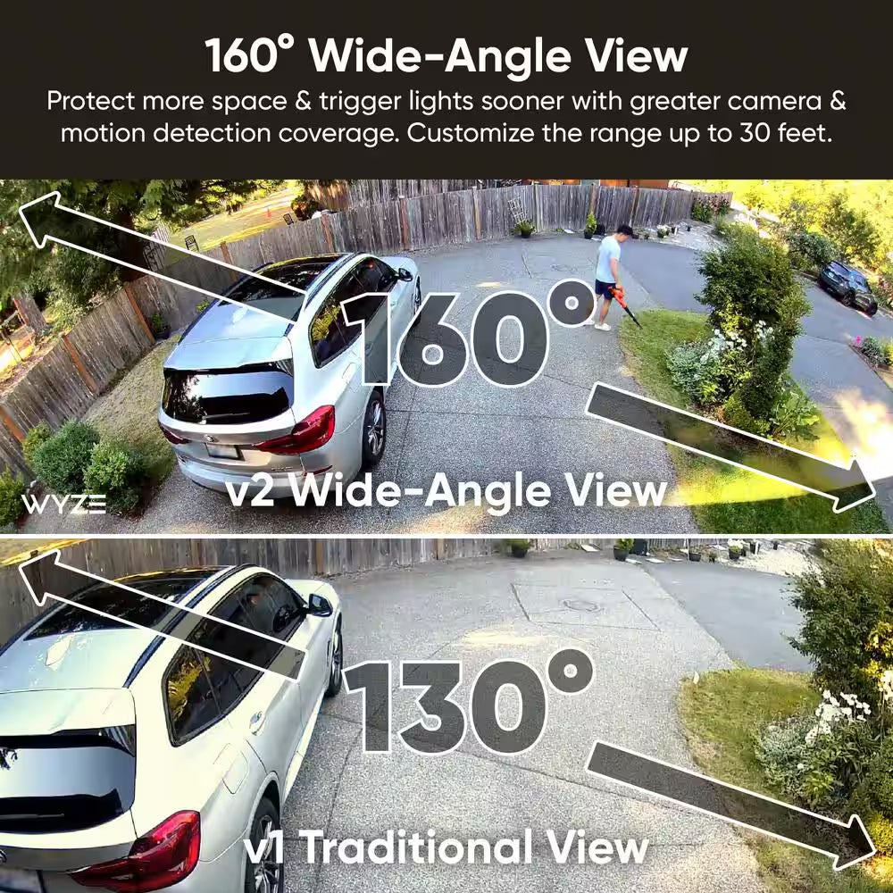 Wired Outdoor Wi-Fi Floodlight V2 Home Security Camera with 2K Video, Color Night Vision, Motion Activated Leds - White