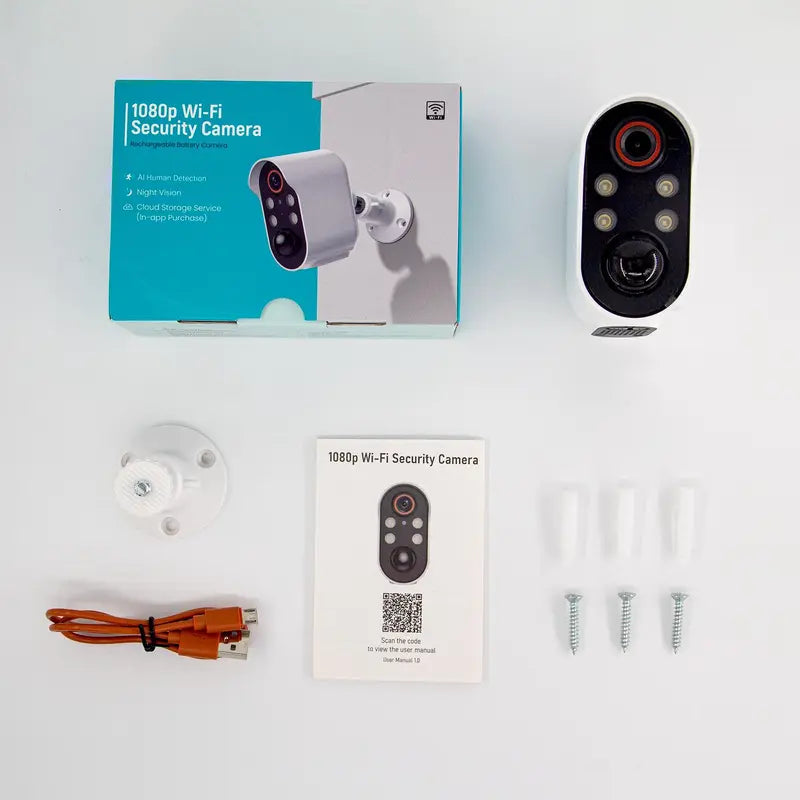 2.4G Wifi Security Camera, Wireless Outdoor Security Camera with AI Human Detection, PIR Motion Detect, Night Vision, Rechargeable Battery Camera for Home Security