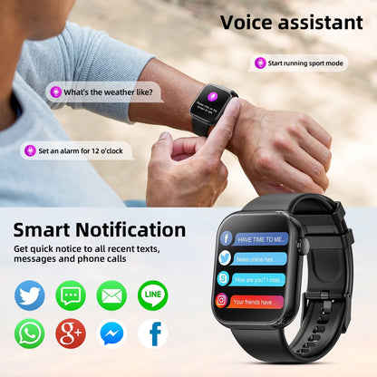 Smart Watch for Men with IP67 Waterproof,1.85 Inch Smart Watch Black