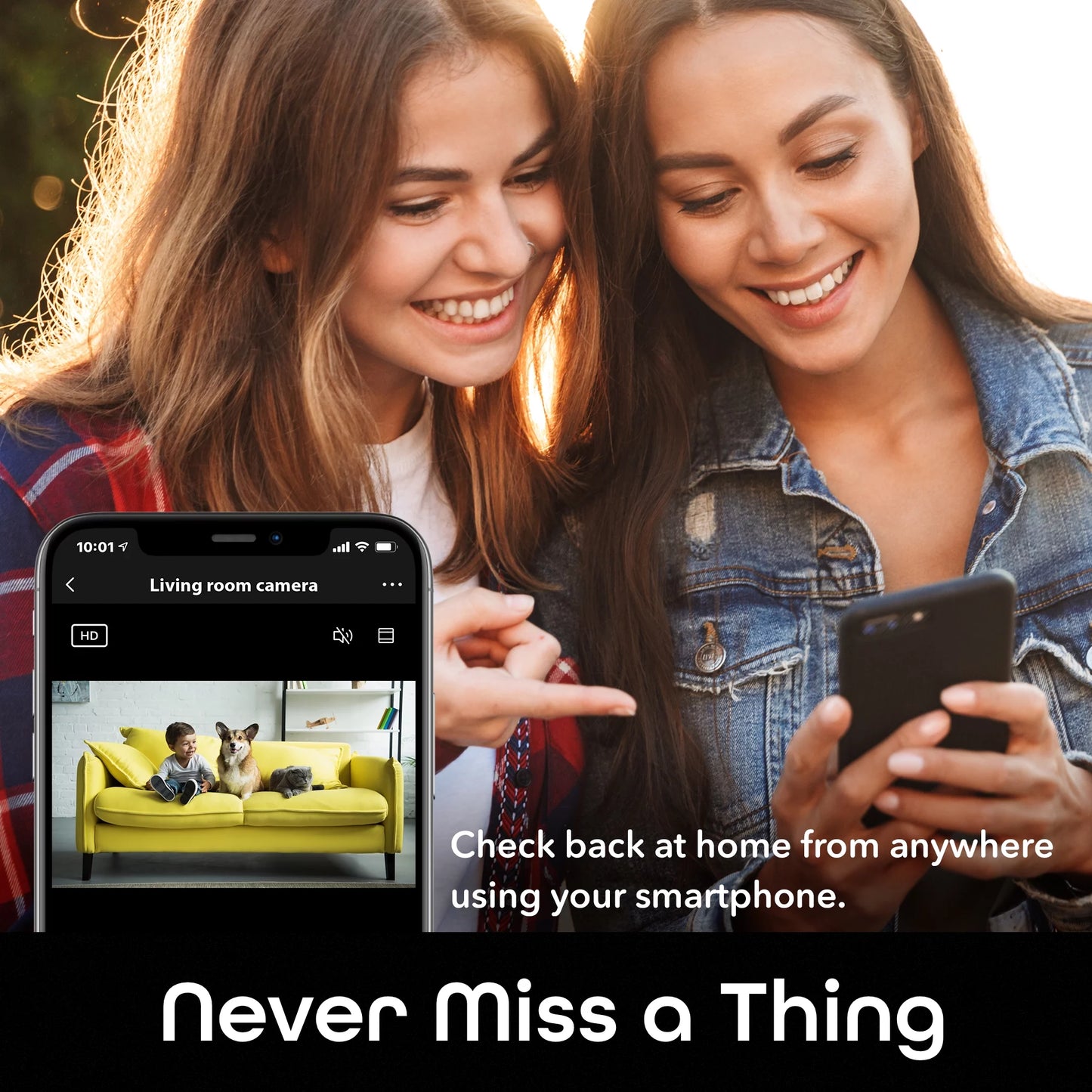 Look Smart Indoor Security Camera | 1080P HD with Night Vision, Motion Detection, 2-Way Audio | Compatible with Alexa & Google Home | Black