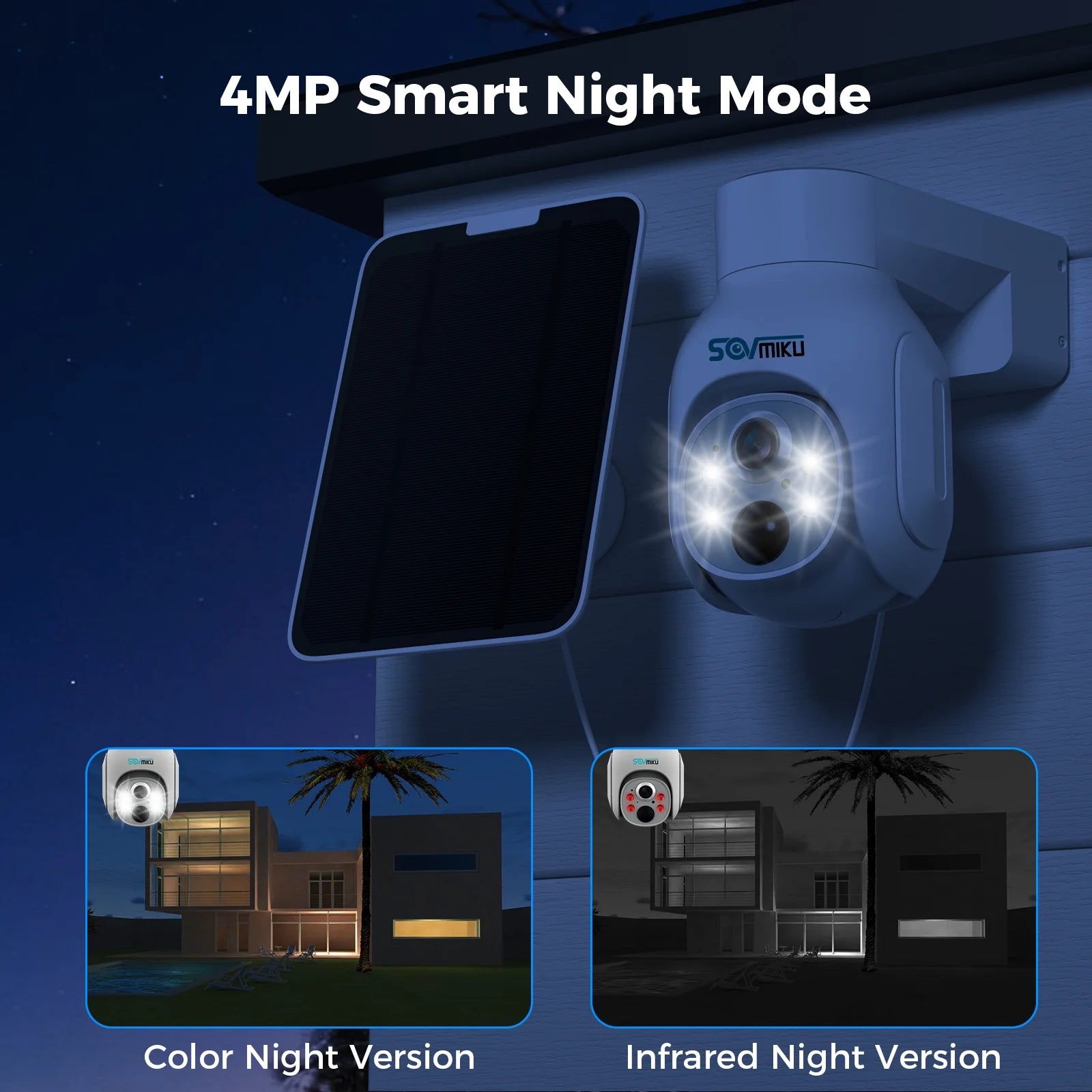 Solar Security Camera Outdoor, 4PCS 4MP Wireless Battery Camera System with 10In LCD, 2-Way Audio, PTZ, Night Vision, 1TB HDD