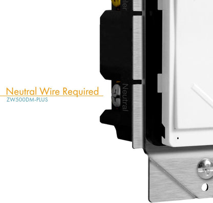 Z-Wave Dimmer, Smart Dimmer Switch for Z-Wave Home Automation, Z-Wave plus Dimmer Switch with Smart Meter Energy Monitor, Neutral Wire Required, Works with Alexa, ZW500DM-PLUS