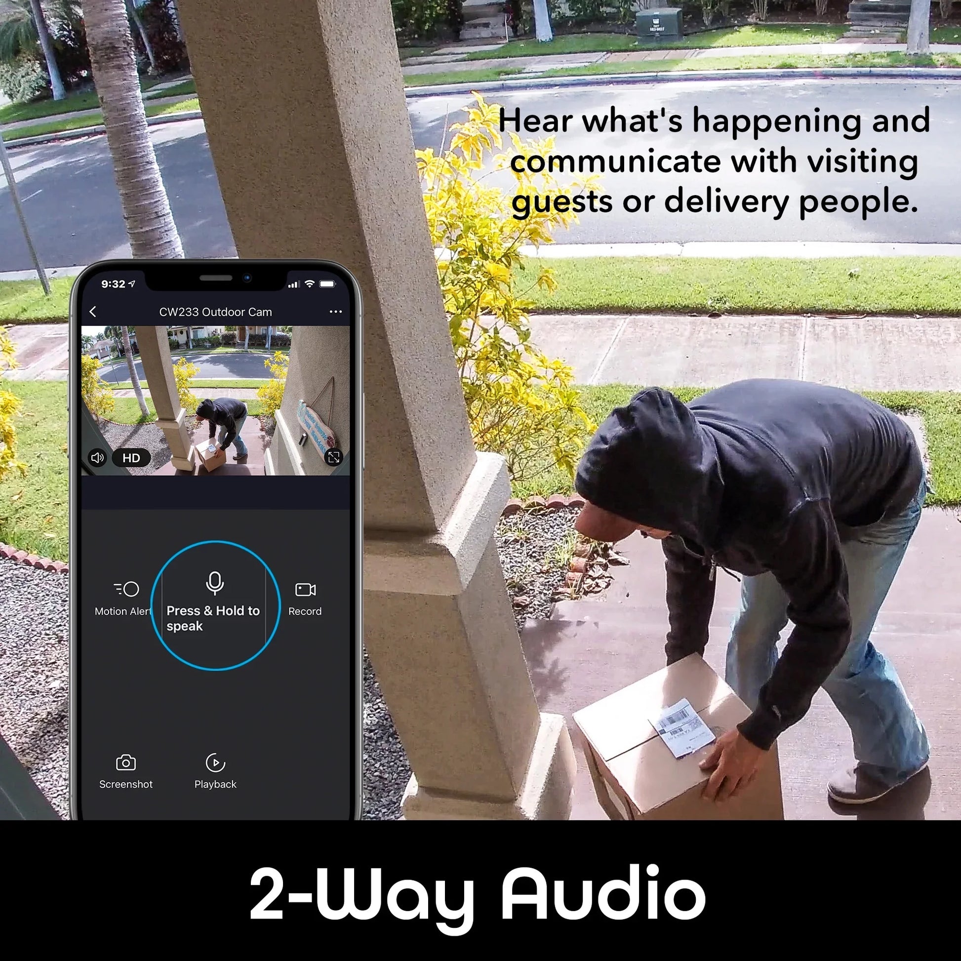 Hawk 3 HD 1080P Outdoor Security Camera, IP66 Weatherproof, Night Vision and Motion Detection