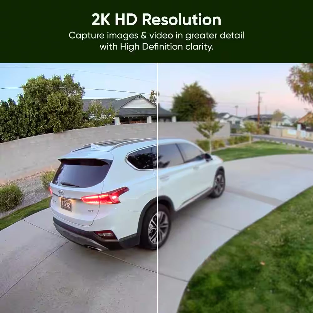 Wired Outdoor Wi-Fi Floodlight V2 Home Security Camera with 2K Video, Color Night Vision, Motion Activated Leds - White