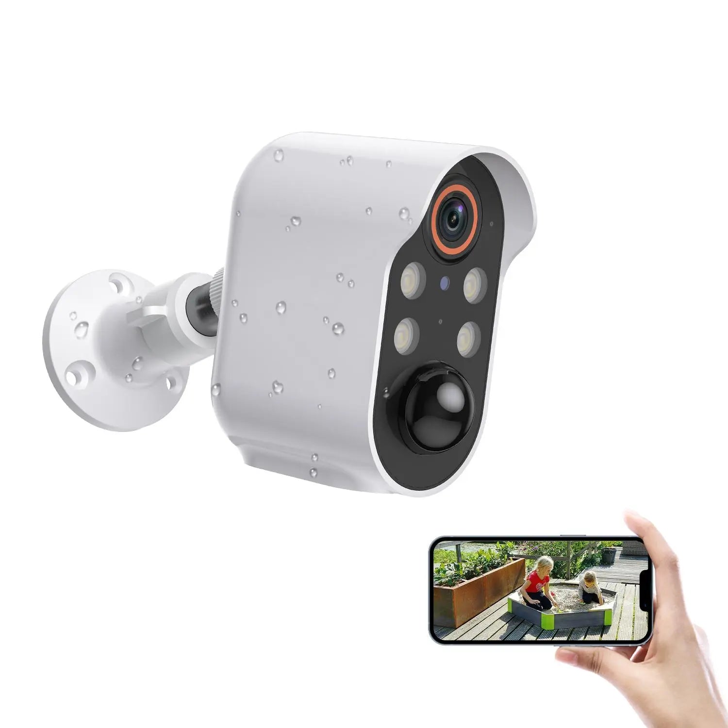 2.4G Wifi Security Camera, Wireless Outdoor Security Camera with AI Human Detection, PIR Motion Detect, Night Vision, Rechargeable Battery Camera for Home Security